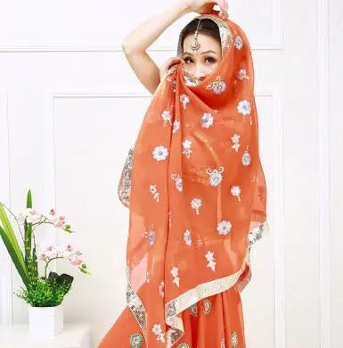 India Saree Dupattas Big Scarf Mesh Georgie Embroidery