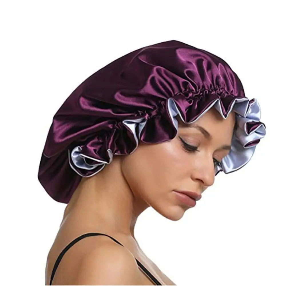 Oversized Plain Satin Bonnet For Women 2 Layers