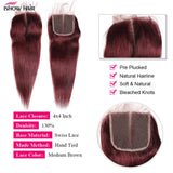 99J Straight Bundles With Closure Burgundy Human Hair