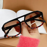 Trendy Pilot Sunglasses Women Vintage Oversized Double Bridge
