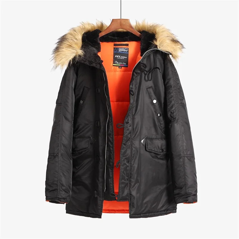 N-3B Winter ALASKA Coat Men Fur Hood Slim