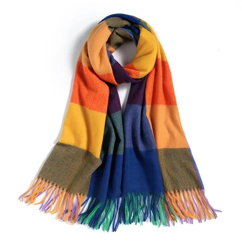 2023 Luxury Brand cashmere women plaid scarf winter