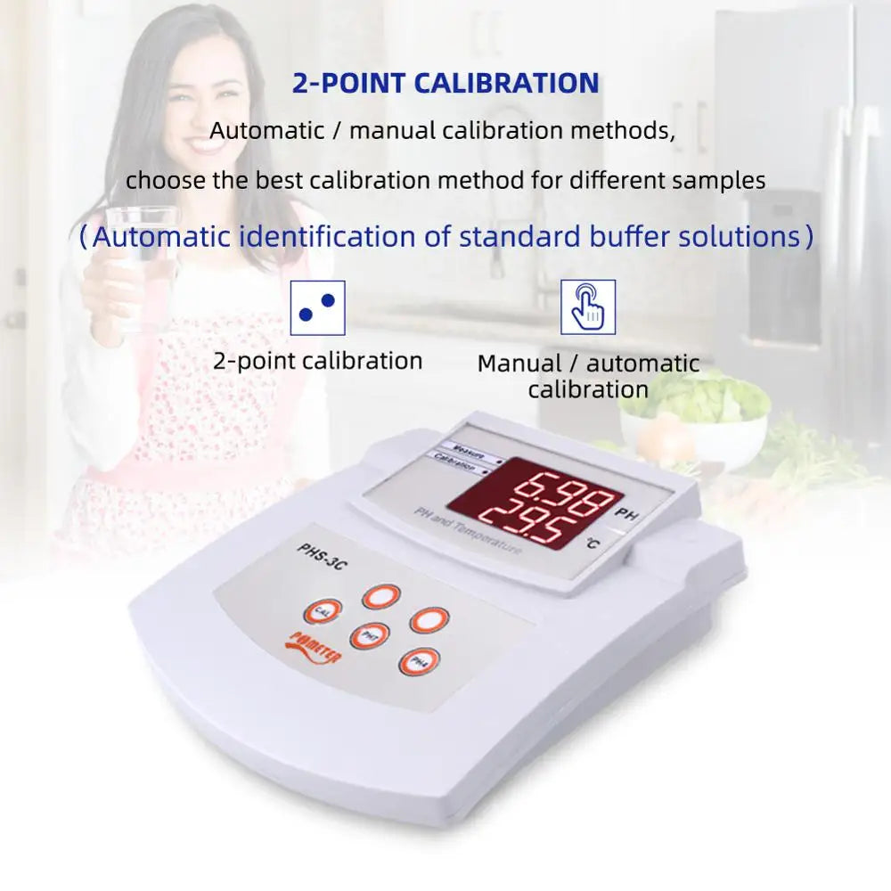 PHS-3C Desktop Automatic Calibration Acidity Meter PH/Thermometer 2In1Digital