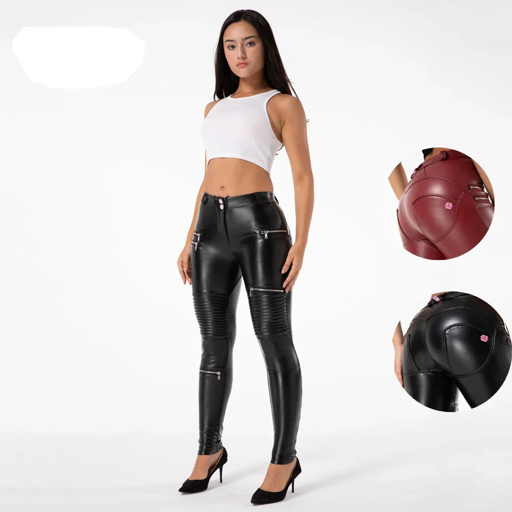 Shascullfites Melody Fitting Leather Motorcycle Leggings Pants with