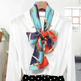 Choice Long Small Women Silk Scarf Tie Decorated