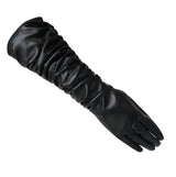 Hair women's long touch screen leather gloves 50cm