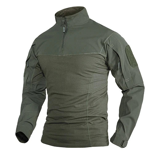 TACVASEN 1/4 Zipper Ripstops T-shirts With Zipper Pockets