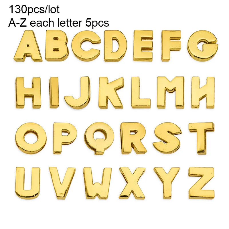 Wholesale 130pcslot 8mm AZ Rhinestone Sliders Letters Slide