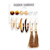 LATS Women's Earrings Set Tassel Pearl Earrings for