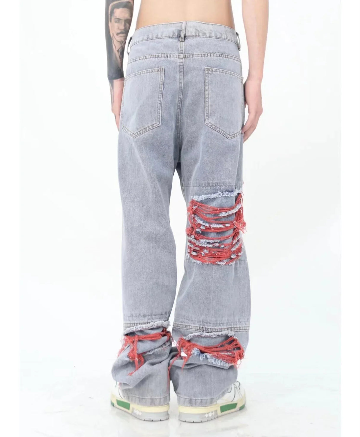 High Street Hip Hop Destroy Brushed Embroidered Baggy