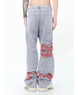 High Street Hip Hop Destroy Brushed Embroidered Baggy