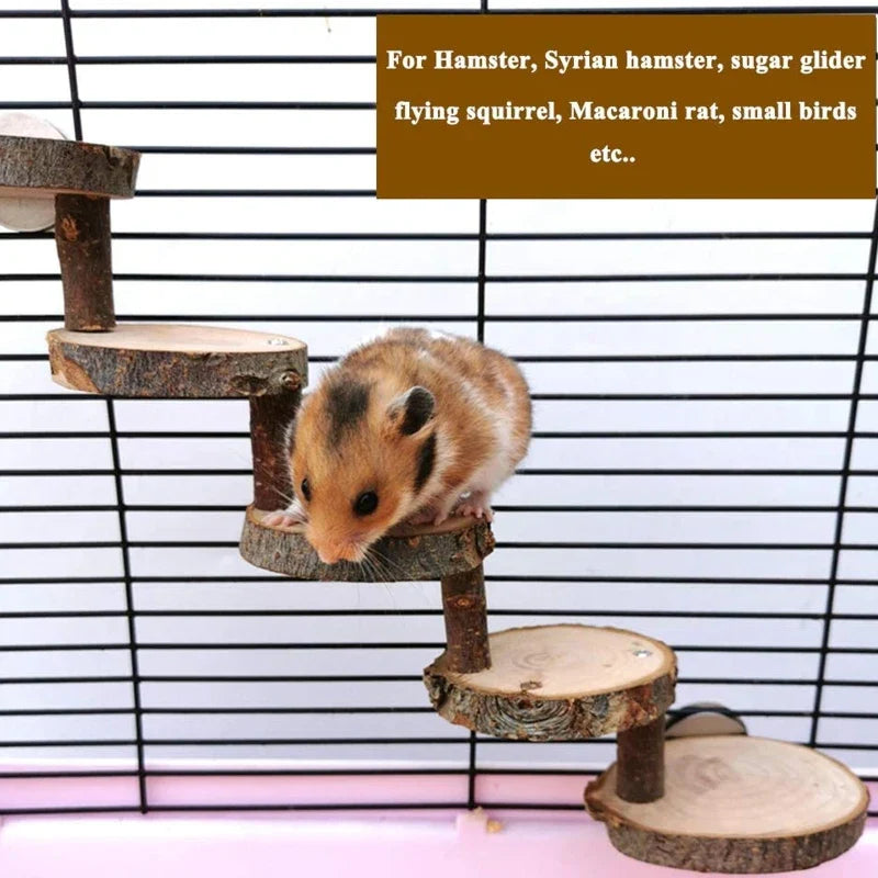 Hamster Wooden Ladder Toy Climbing Stairs Birds Parrot