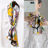 Choice Long Small Women Silk Scarf Tie Decorated