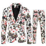 Red Printed Two-piece Men's Christmas Suit Jacket