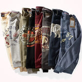 American Retro Terry Printed Hoodies Men's Pure Cotton