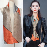 Choice Long Small Women Silk Scarf Tie Decorated