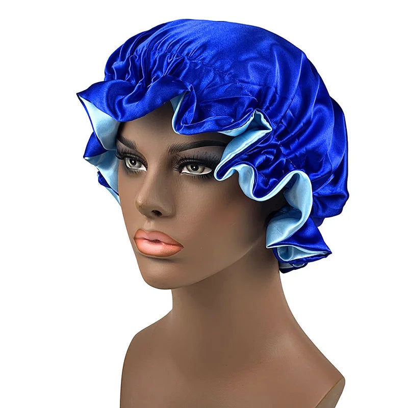 Oversized Plain Satin Bonnet For Women 2 Layers