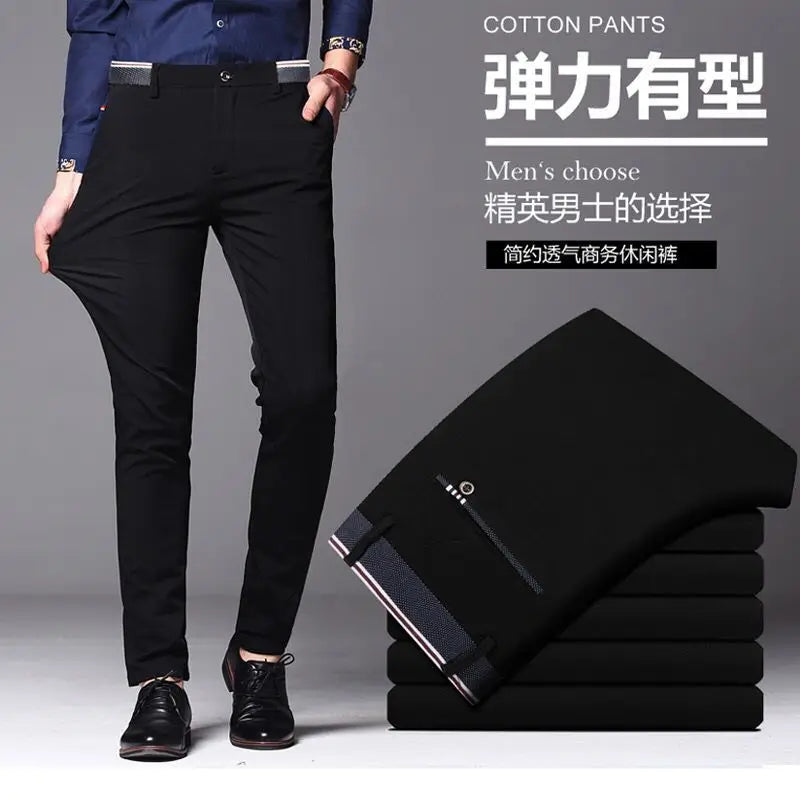 Stretch Suit Trousers for Men Office Pants Non-Ironing