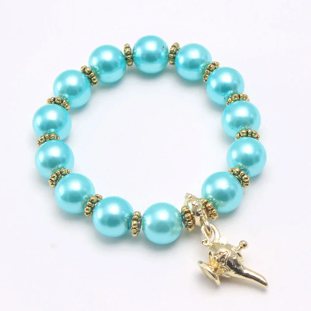 Alloy Aladdin magic lamp pearl girls Beaded bracelet