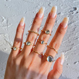 Korean Colorful Stone Rings Set for Women Girls