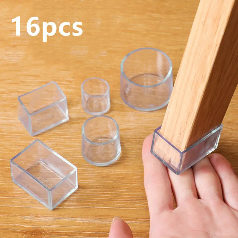 16PCS Rubber Chair Leg Caps Non-slip Silent Square