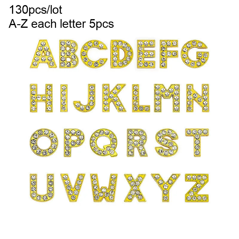 Wholesale 130pcslot 8mm AZ Rhinestone Sliders Letters Slide