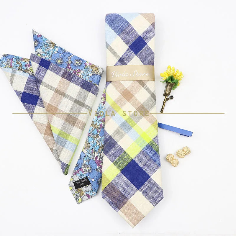 5 PCS Luxury Cotton Patchwork 7cm Tie Set