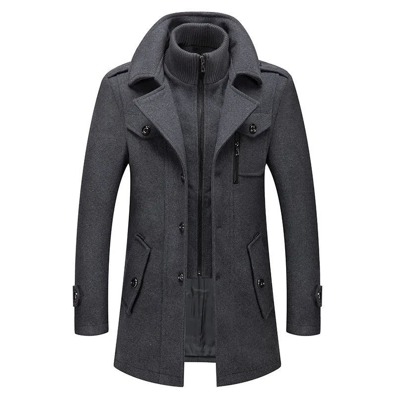 New Winter Wool Coat Men Fashion Double Collar