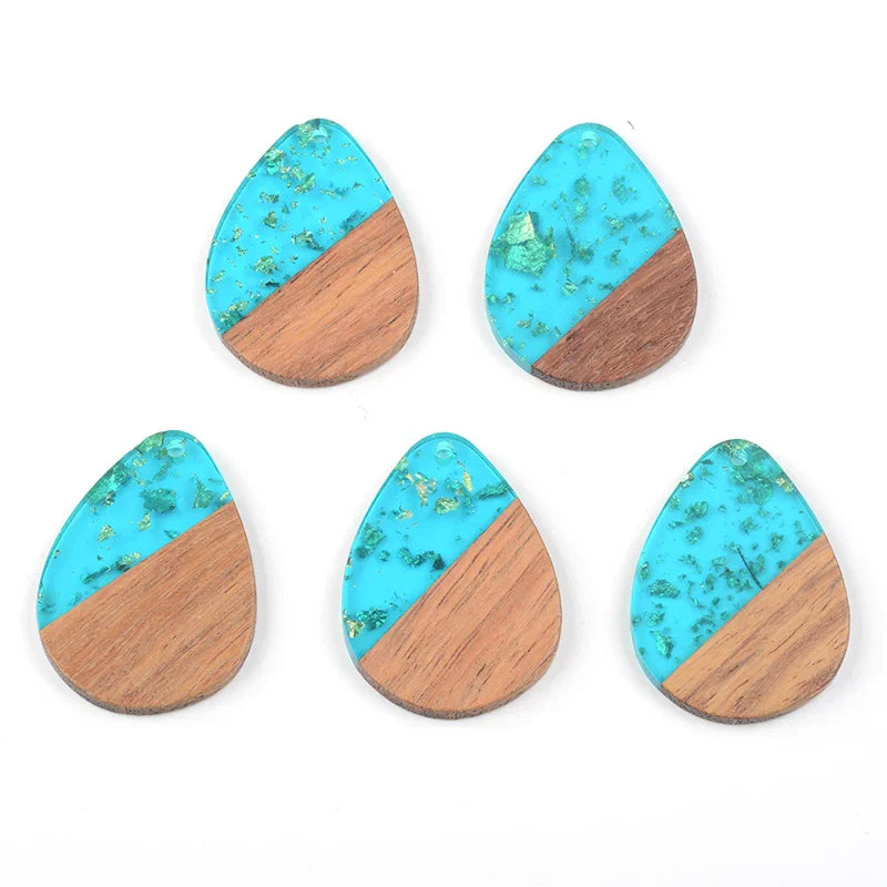 10PCS Water Drop Earrings Accessories Natural Wood &