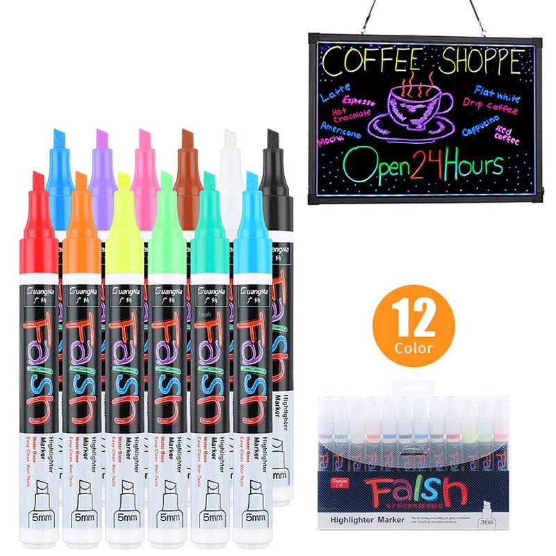 12 Pcs Liquid Chalk Markers Pens Erasable Colors