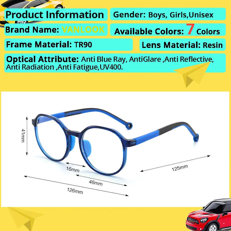 Children&#39;s Computer Blue Anti Light Glasses Girl Boys