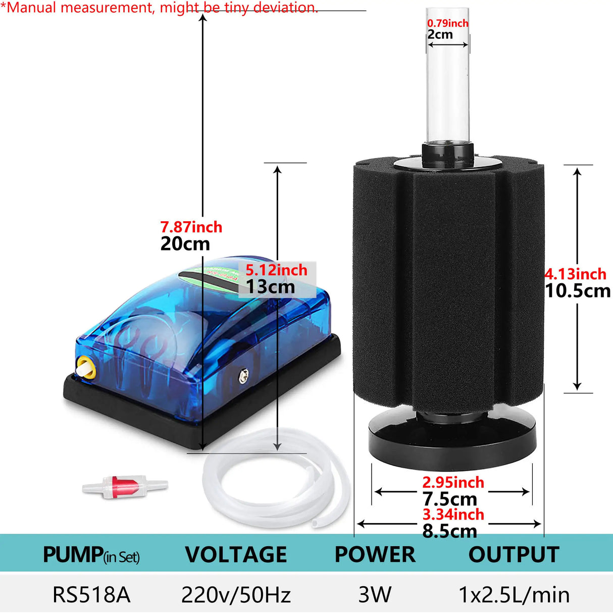 220V Aquarium Bio Sponge Filter Kit Fish Tank