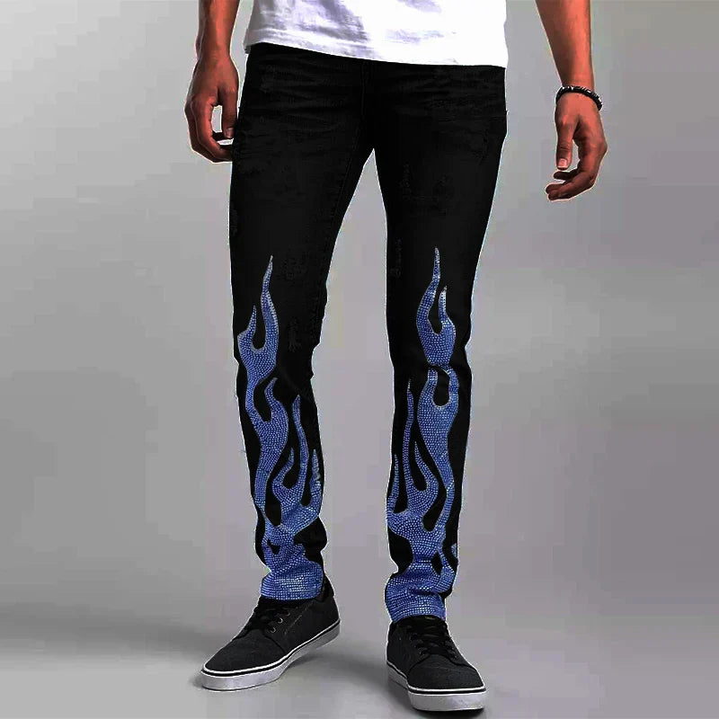 New Man Stretchy Jeans Black Skinny Hot Drill