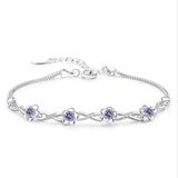 Luxury 925 Sterling Silver Bracelets Purple White Zirconia