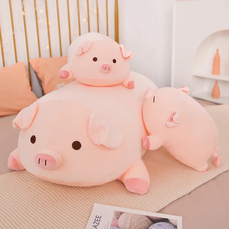 40/50/60/80cm Squish Pig Stuffed Doll Lying Plush Piggy