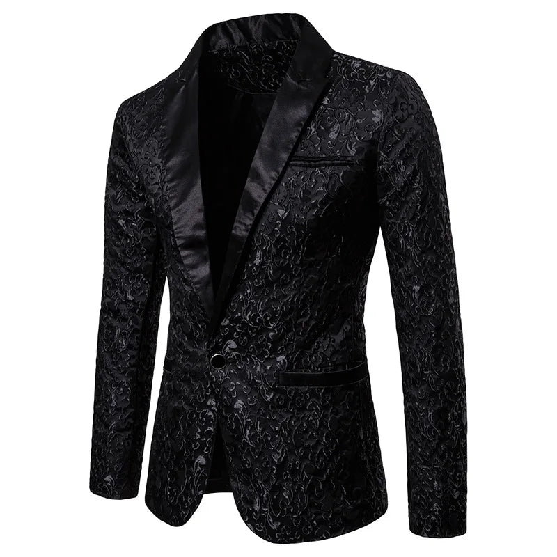 Men's Floral Party Dress Suit Stylish Dinner Jacket