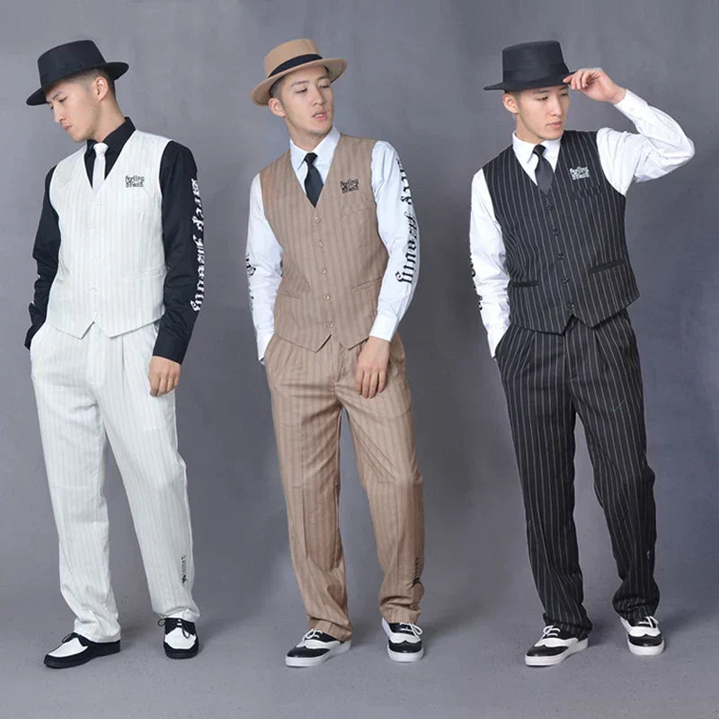 Popping Dance performance suit men Hip Hop suit