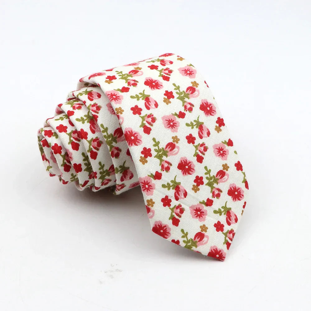 New Floral Tie For Men Skinny Casual Cotton