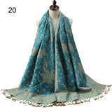 Pashmina Silk Scarf Shawl Wrap Paisley Jacquard Flowers