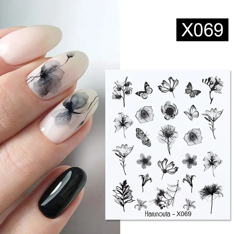 Purple Marble Nails Stickers Smoke Design Manicure Decals