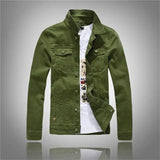 Denim Jackets Men Solid Color Jeans Jacket Slim