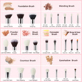 Jessup Makeup Brushes Set Synthetic-Natural Hair Foundation Powder