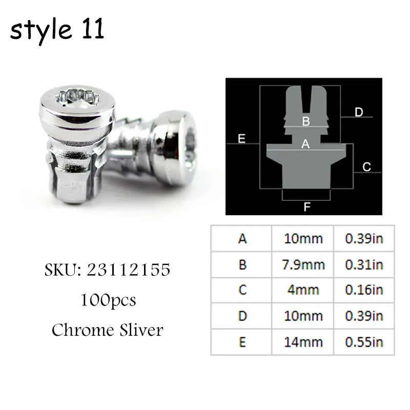 100pcs Various Sizes Wheel Rivets Nuts For Rim