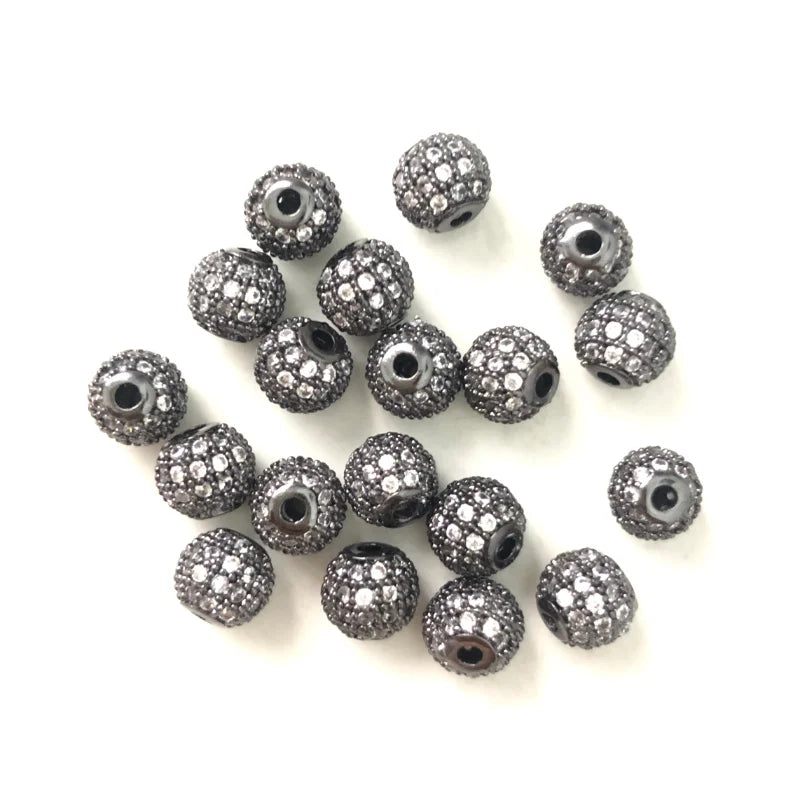 20pcs 6mm Cubic Zirconia Paved Brass Ball Spacer