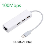 USB Ethernet with 3 Port USB HUB 2.0