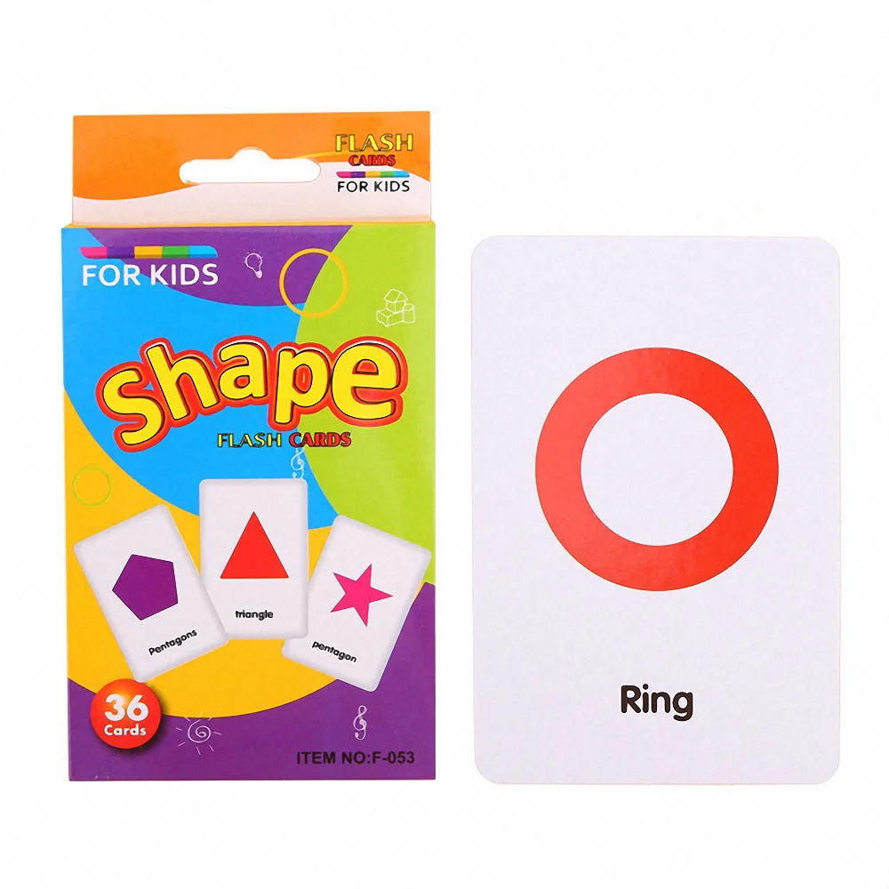 36Pcs Kids Cognition Card Shape Animal Color Teaching