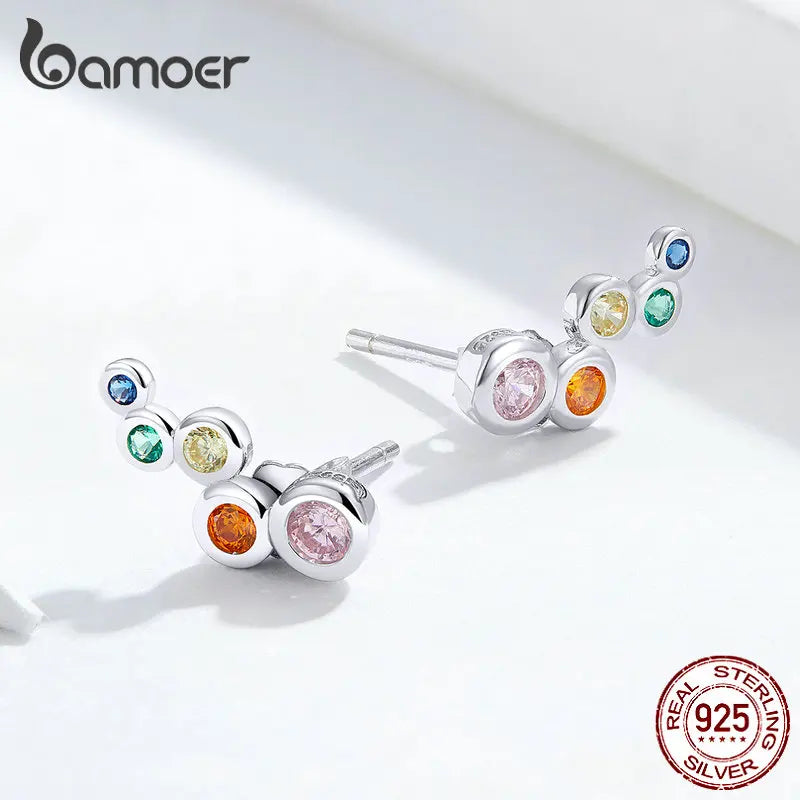 bamoer Shiny Bubble Long Stud Earrings for Women