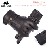 BISON DENIM Men Sheepskin Gloves Genuine Leather Thermal