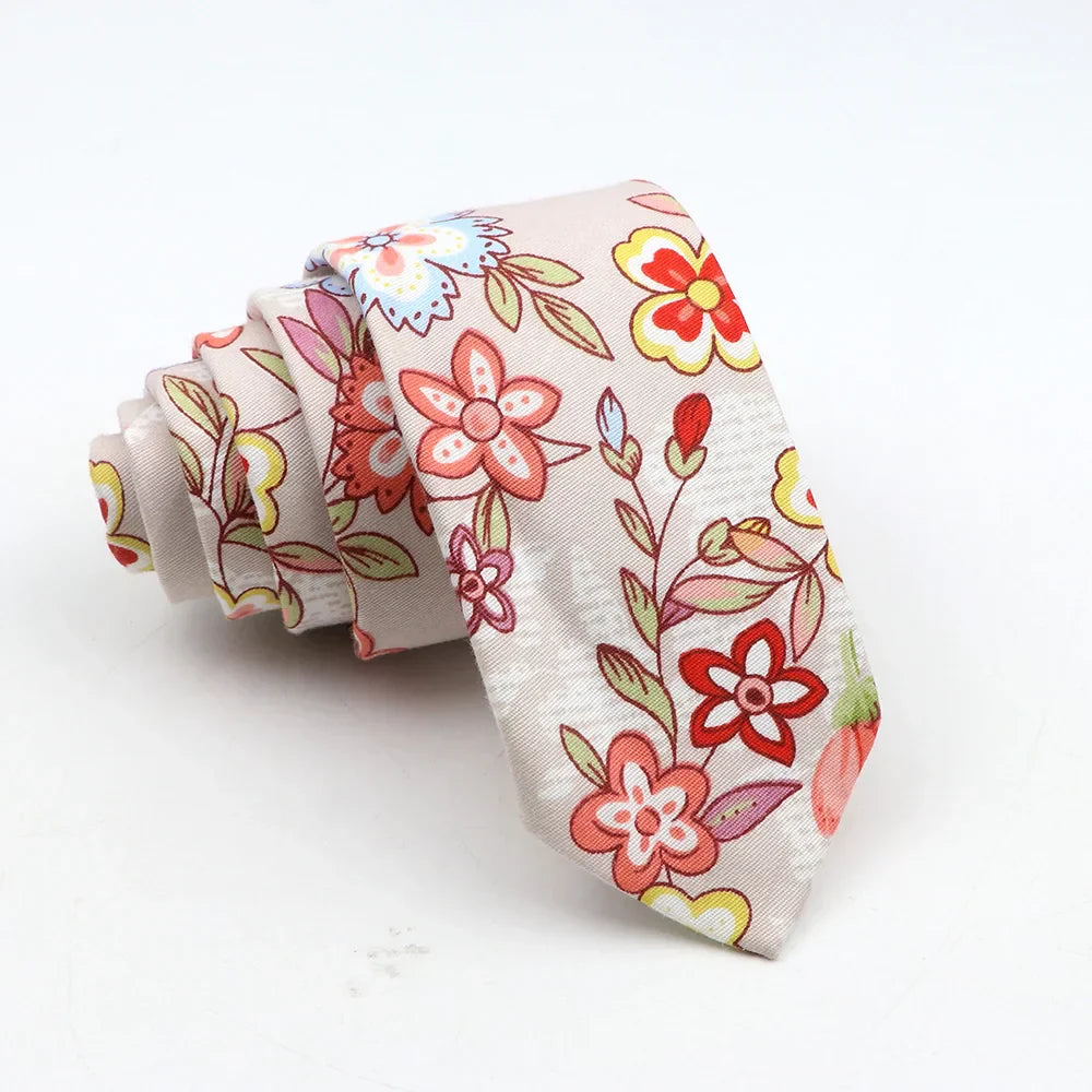 New Floral Tie For Men Skinny Casual Cotton
