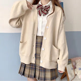 Japan School Sweater Spring Autumn Vneck Cotton Knitted